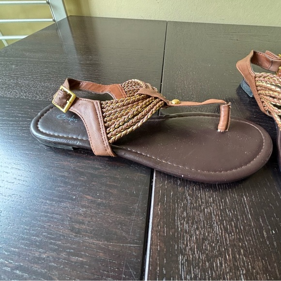 Curfew women’s 10 Roman brow leather strappy sandal thong - Picture 4 of 9